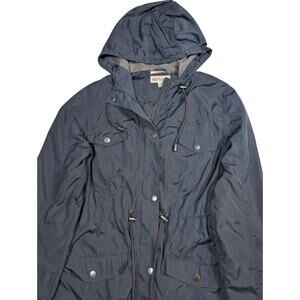 Women's Navy Blue Hooded Windbreaker Water Resistant Jacket Size Large Merona